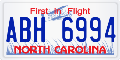 NC license plate ABH6994