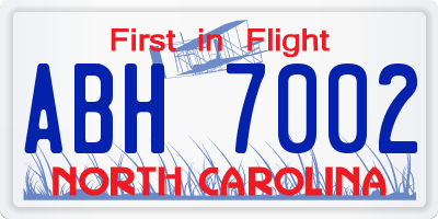 NC license plate ABH7002
