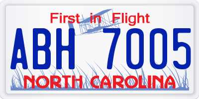 NC license plate ABH7005