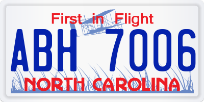 NC license plate ABH7006