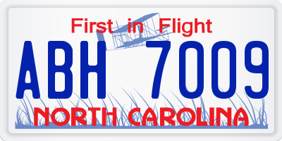 NC license plate ABH7009