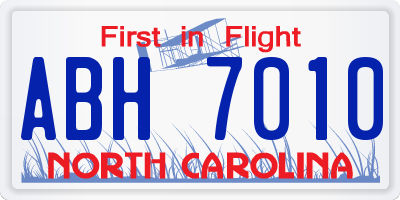 NC license plate ABH7010