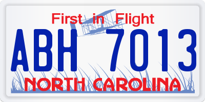 NC license plate ABH7013