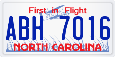 NC license plate ABH7016