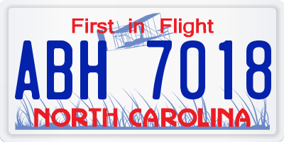 NC license plate ABH7018