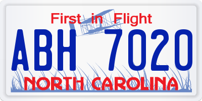 NC license plate ABH7020