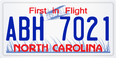NC license plate ABH7021