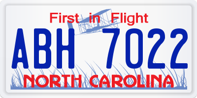 NC license plate ABH7022
