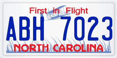NC license plate ABH7023