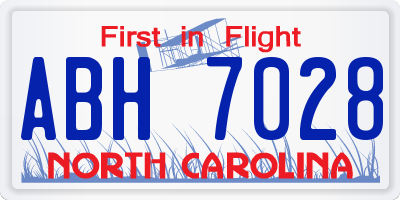 NC license plate ABH7028
