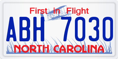 NC license plate ABH7030
