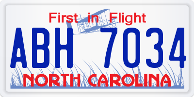 NC license plate ABH7034
