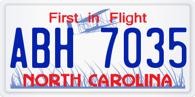 NC license plate ABH7035