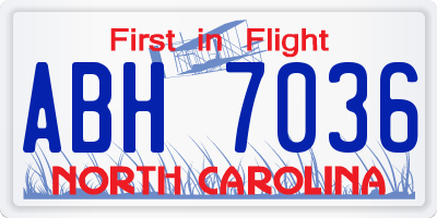 NC license plate ABH7036