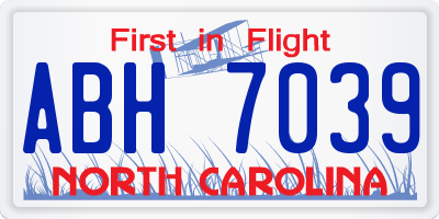 NC license plate ABH7039