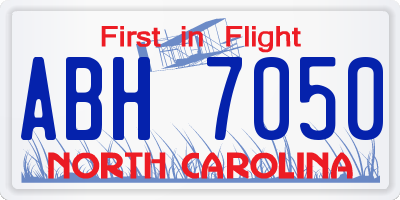 NC license plate ABH7050