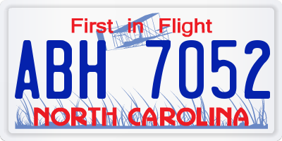 NC license plate ABH7052