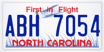 NC license plate ABH7054
