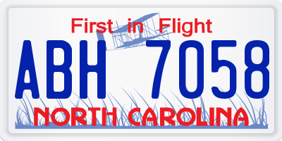 NC license plate ABH7058