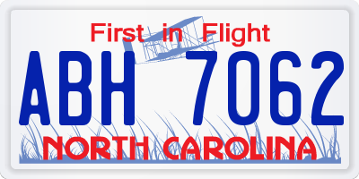 NC license plate ABH7062