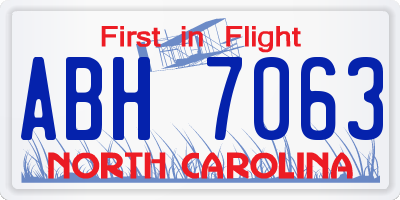 NC license plate ABH7063