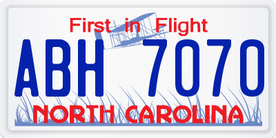NC license plate ABH7070