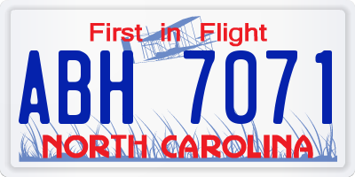 NC license plate ABH7071