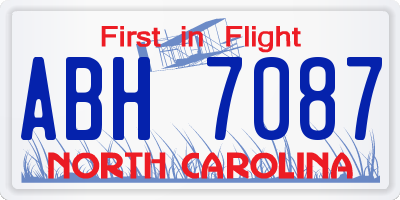 NC license plate ABH7087
