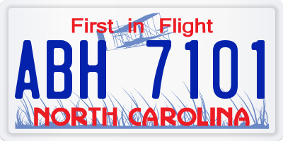 NC license plate ABH7101