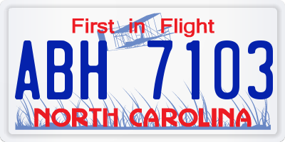 NC license plate ABH7103