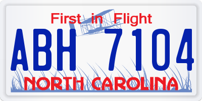 NC license plate ABH7104