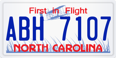 NC license plate ABH7107