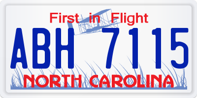 NC license plate ABH7115