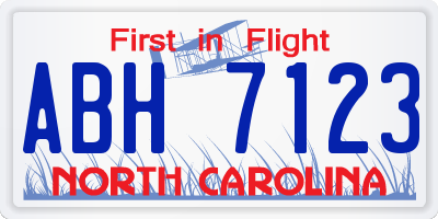 NC license plate ABH7123