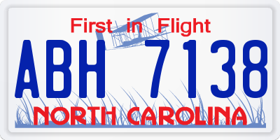 NC license plate ABH7138