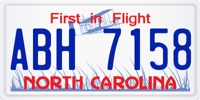 NC license plate ABH7158