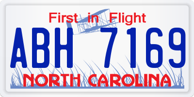NC license plate ABH7169