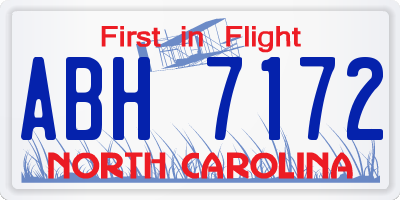 NC license plate ABH7172