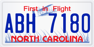 NC license plate ABH7180
