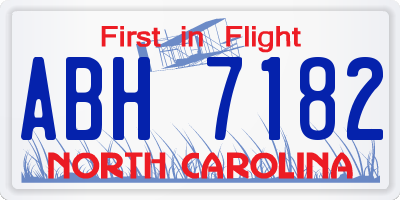 NC license plate ABH7182