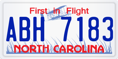 NC license plate ABH7183