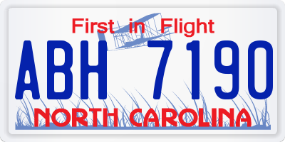 NC license plate ABH7190