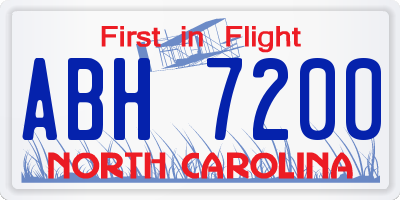 NC license plate ABH7200