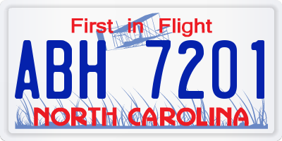 NC license plate ABH7201
