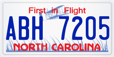NC license plate ABH7205