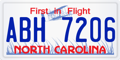 NC license plate ABH7206