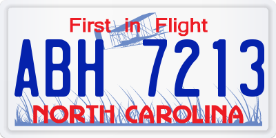 NC license plate ABH7213