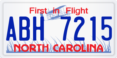 NC license plate ABH7215