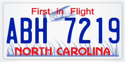 NC license plate ABH7219