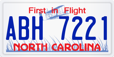 NC license plate ABH7221
